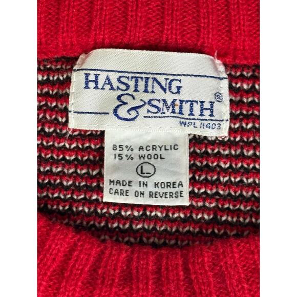 Vintage Hasting & Smith Scottie Scottish Terrier Dog Red Checkered Sweater Sz L - Picture 3 of 11